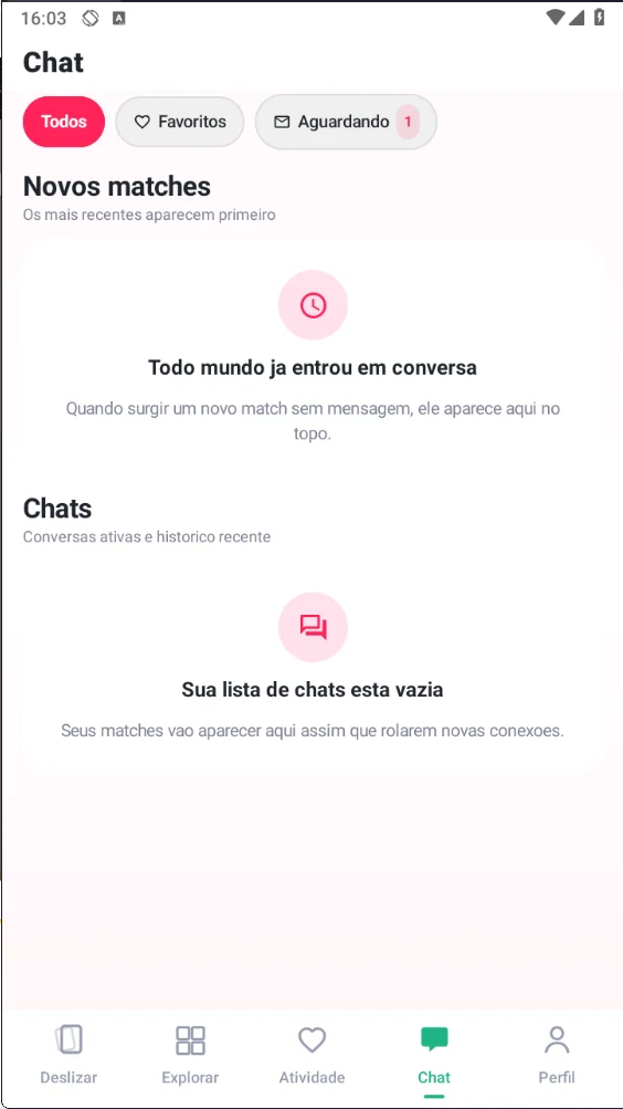Tela de Chat do MeetLove